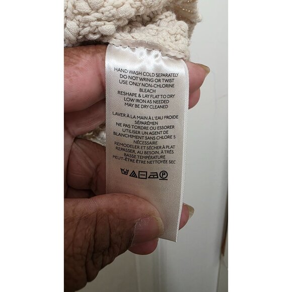 Free People We The Free Beige Crochet Button-Front Tank Top S Recycled Cotton Bl - Picture 5 of 6